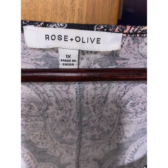 Rose + Olive Tunic Top slit in back very soft size 1X - Picture 4 of 6